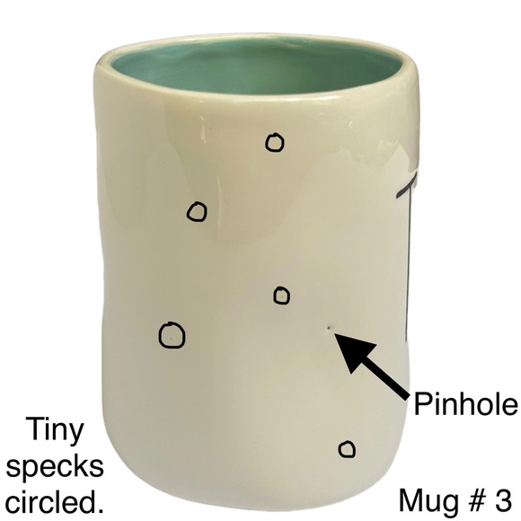 Rae Dunn TEA Mug White Teal Interior Black Large Letter Dimples NWT 2017 OG - Picture 7 of 13